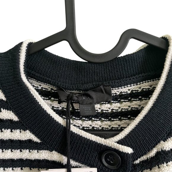 Zara Striped Knit Vest Top Black/White Size Large | Sleeveless Button Front - Picture 6 of 9